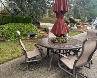 Patio table set with umbrella