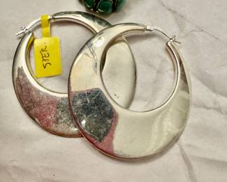 Native earrings, sterling hoops