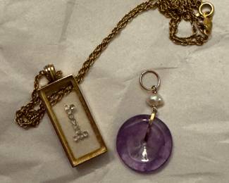 14k yellow gold pendants and chain