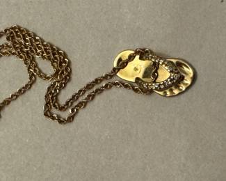 14k gold chain and 14k/diamond flip flop pendant