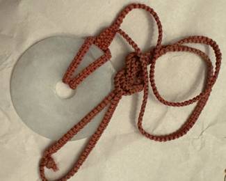 Jade disc pendant necklace