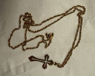 14k yellow gold cross and 14k gold chain