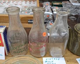 VINTAGE GLASS MILK BOTTLES