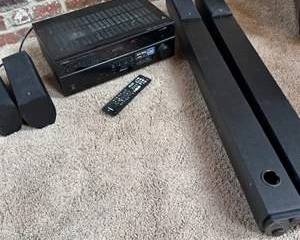 Lot 15  Yamaha Home Theater Audio System w Receiver, Speakers  Remote