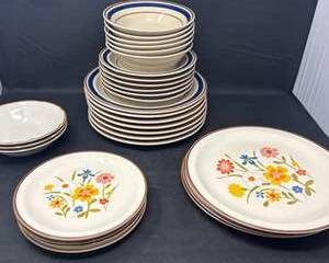 Lot 55  Spring Flower Grace Stoneware Dinnerware  Mixed Lot Japan