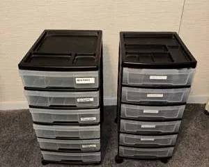 Lot 177  Plastic Storage Drawer Organizers on Wheels