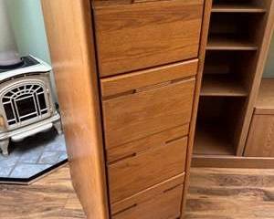 Lot 110  Wooden Vertical File Cabinet with Lock  NO KEY