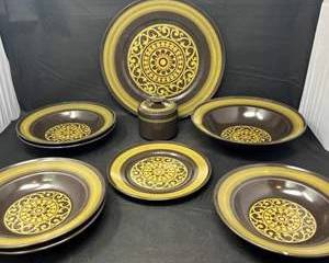 Lot 56  Mikasa Majorca Verona Brown  Gold Stoneware Dish Set  Made in Japan