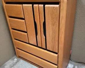 Lot 3  Solid Wood Bedroom Dresser with Cabinet Storage and Multiple Drawers