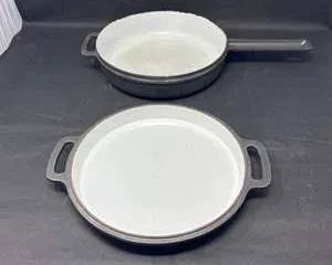Lot 47  Vintage Cast Iron Skillet  DoubleHandled Pan Set  Made in USA Heavy Duty Cookware