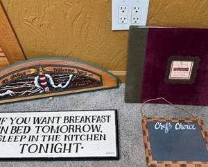 Lot 143  Vintage Kitchen Wall Decor and Photo Album Lot