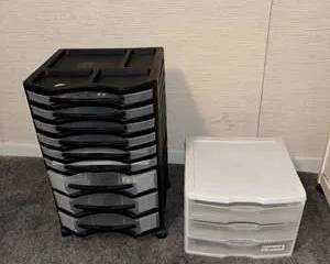 Lot 176  Plastic Storage Drawer Organizers Lot