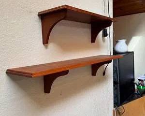 Lot 19  Set of Two Solid Wood Wall Shelves