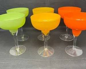 Lot 79  Vintage Colored Glassware Set with Margarita Glasses