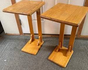 Lot 12  Pair of Solid Wood Side Tables