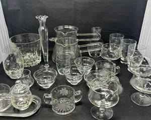 Lot 65  Vintage Etched Glassware Set