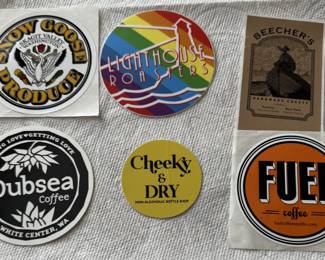 Six Stickers from Seattle Businesses