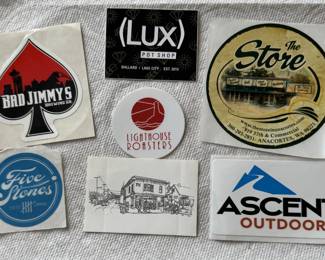 Seven Stickers from Seattle Businesses