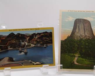 Two Vintage Postcards: Hoover Dam And Devil's Tower
