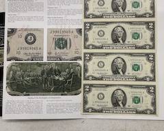 Sheet of Uncut Two-Dollar Bills
