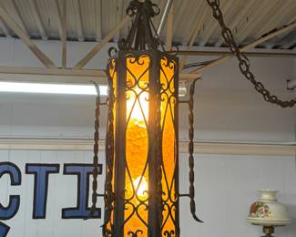 Vintage Wrought Iron Hanging Lamp