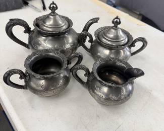 Four Piece Antique Van Bergh Tea Set