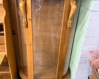 Antique Curved Glass Curio Cabinet