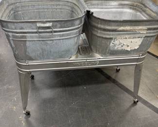 Vintage Wheeled Twin Washtub