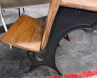 Antique Wood and Cast Iron School Desk