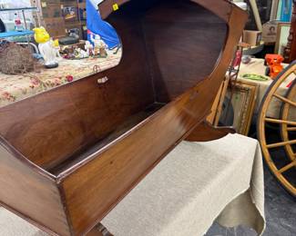 Victorian Wooden Dovetailed Rocking Cradle