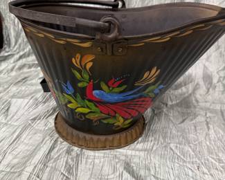 Hand Painted Metal Ash Bucket