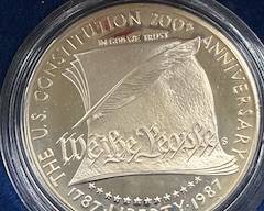 US Constitution Bicentennial Silver Dollar