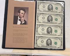 Sheet of Uncut Five-Dollar Bills