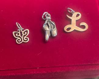 RETIRED JAMES AVERY STERLING CHARMS       ** BUTTERFLY SOLD ---   BALLET $30   ( "L " $30 SOLD) 