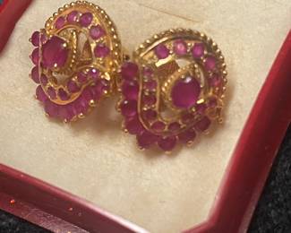 22 K GOLD AND RUBY EARRINGS    AGAIN CALL ME FOR THESE  I WONT HAVE THEM WITH ME  PRIVATE MEETING ON THINGS LIKE THIS   $1600 