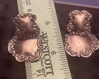 VINTAGE STERLING LUGGAGE TAG PIERCED EARRINGS  $