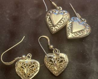 STERLING HEART EARRINGS $16 each pair