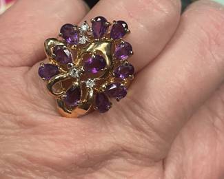 14 k gold amethyst ring 
