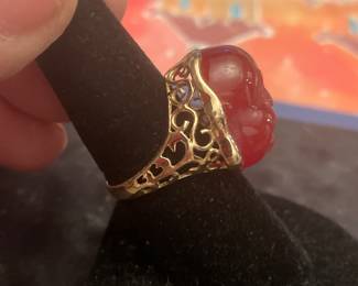 SIDE VIEW 14K CARNELIAN RING 