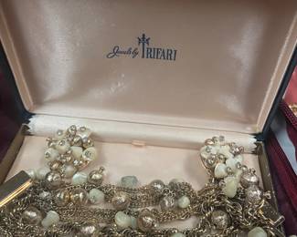 vintage costume set bracelet and clip earrings   not signed     and not necessarily from this box  box is for sale too  