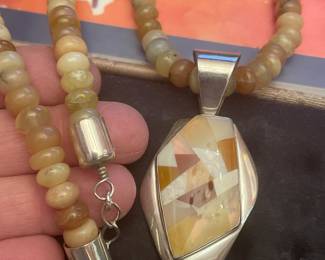 STERLING  AND STONE PENDANT SET $45