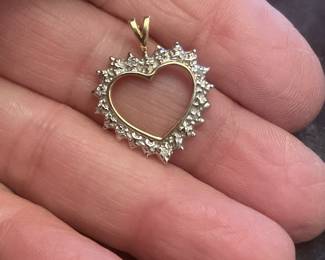 10K  YELLOW GOLD AND DIAMOND HEART PENDANT  $129
