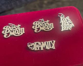 JAMES AVERY STERLING CHARMS   BEST MOM -$29 EACH HAVE 2     LIVE LOVE LAUGH $60    FAMILY $30sSOLD FAMILY CHARM  HAVE REST 