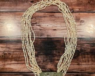 Hand carved jade and pearl necklace