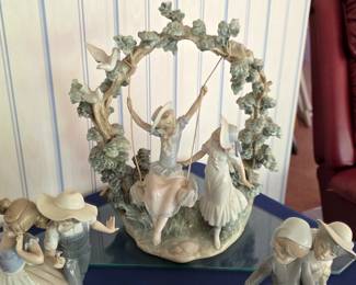 Collection of gorgeous Lladro figurines, including 1366 "Girls in the Swing"