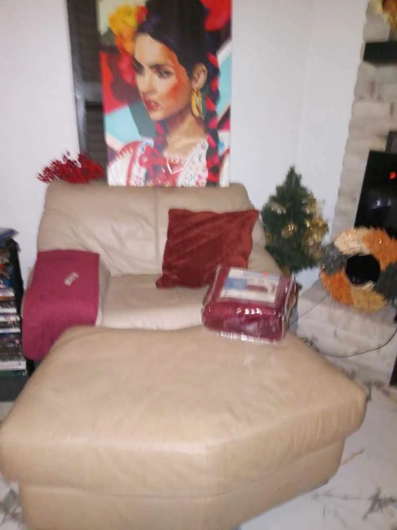 Tan Leather Chair with Ottoman 