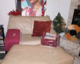 Tan Leather Chair with Ottoman 