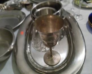 Silver Platter with silver cup