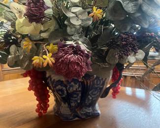 Custom floral in beautiful blue & white dish 