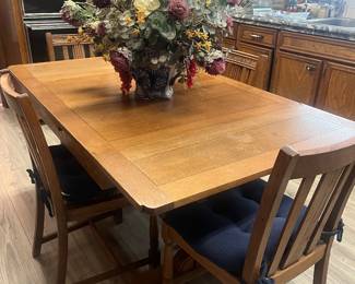 Antique draw leaf table & chairs 